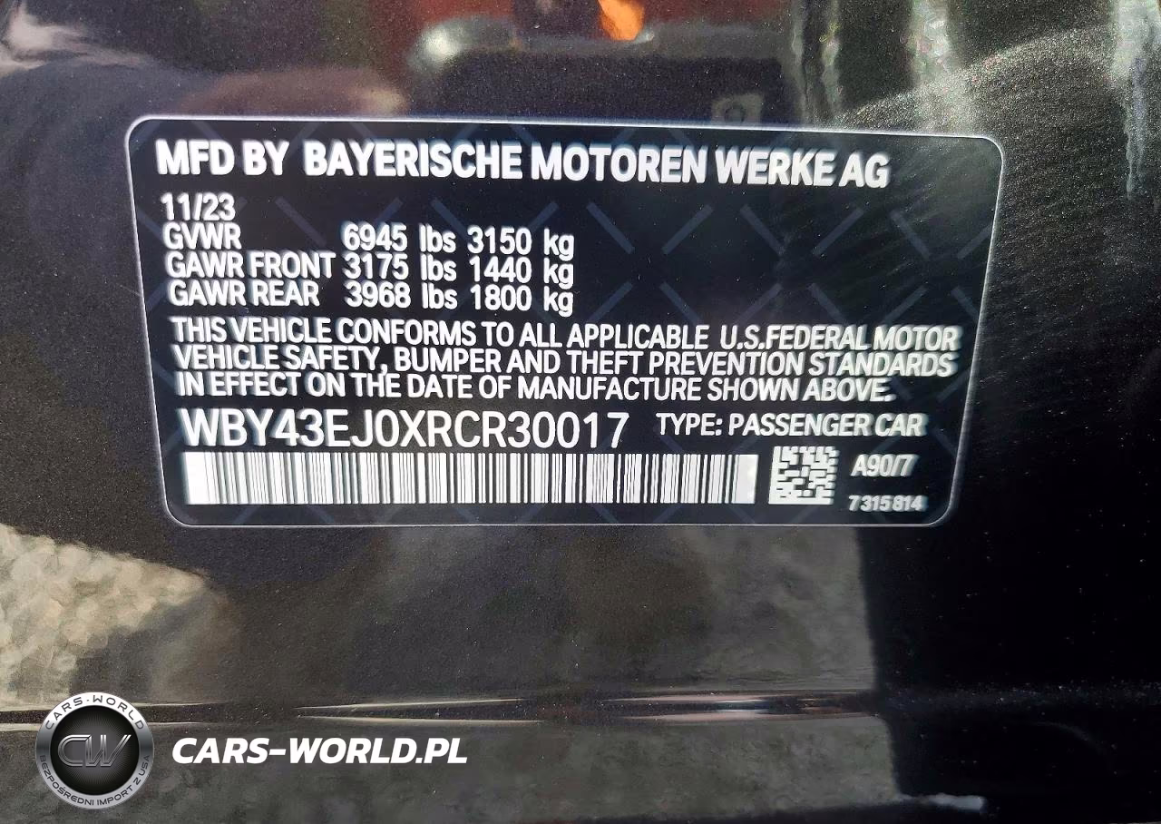 2024 BMW I7 Edrive50 VIN:WBY43EJ0XRCR30017 - 12