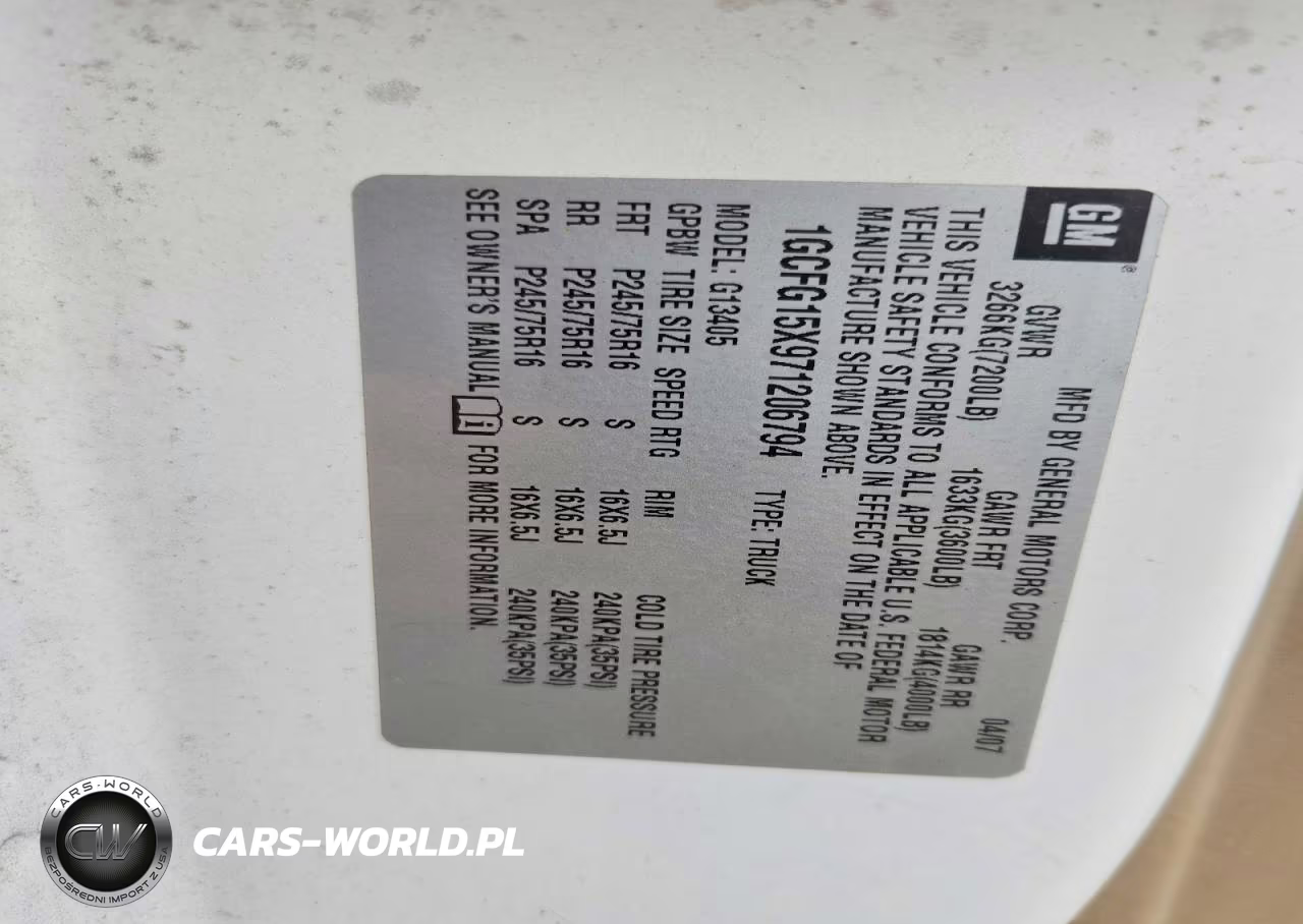 2007 Chev Express VIN:1GCFG15X971206794 - 12