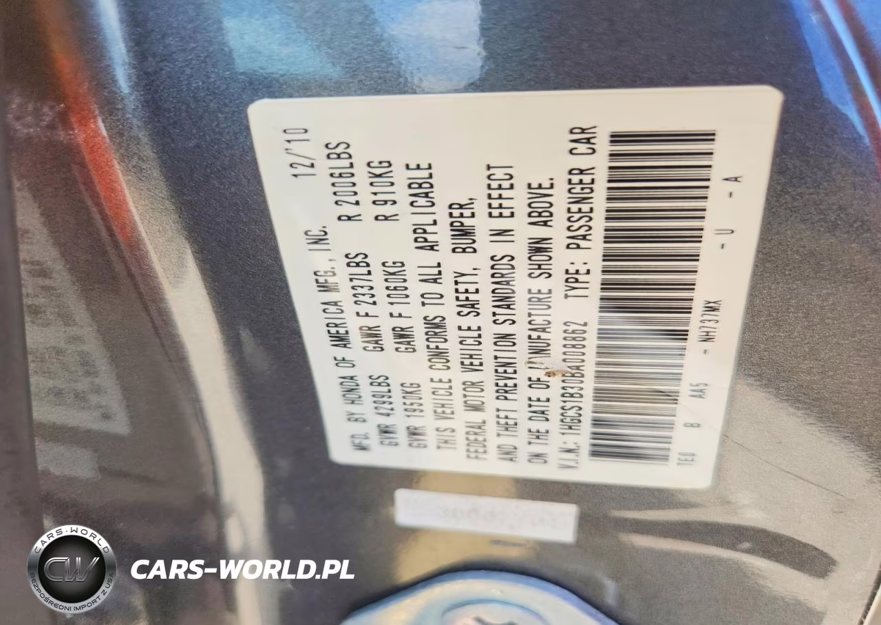 2011 Honda Accord 2.4 Lx-S VIN:1HGCS1B30BA008862 - 12