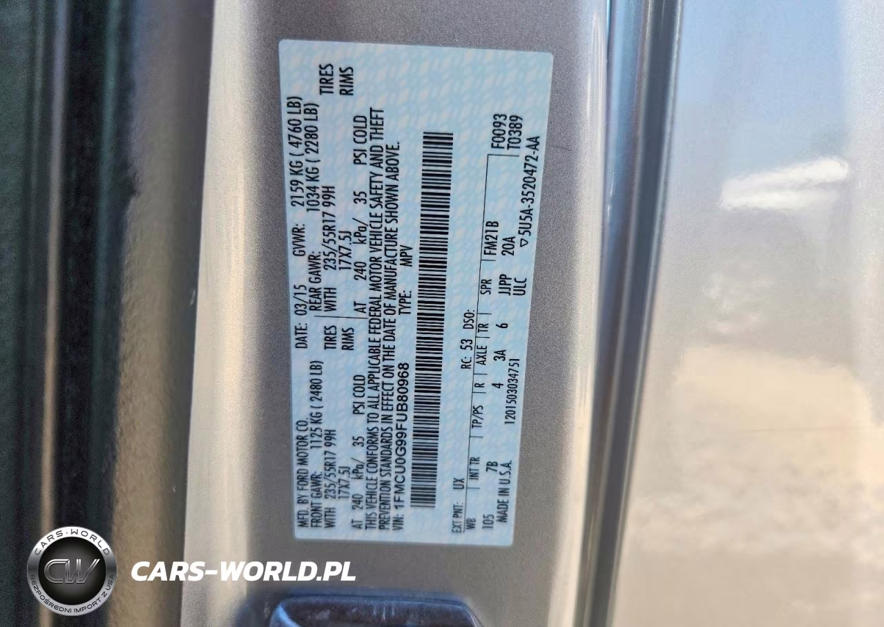 2015 Ford Escape VIN:1FMCU0G99FUB80968 - 13