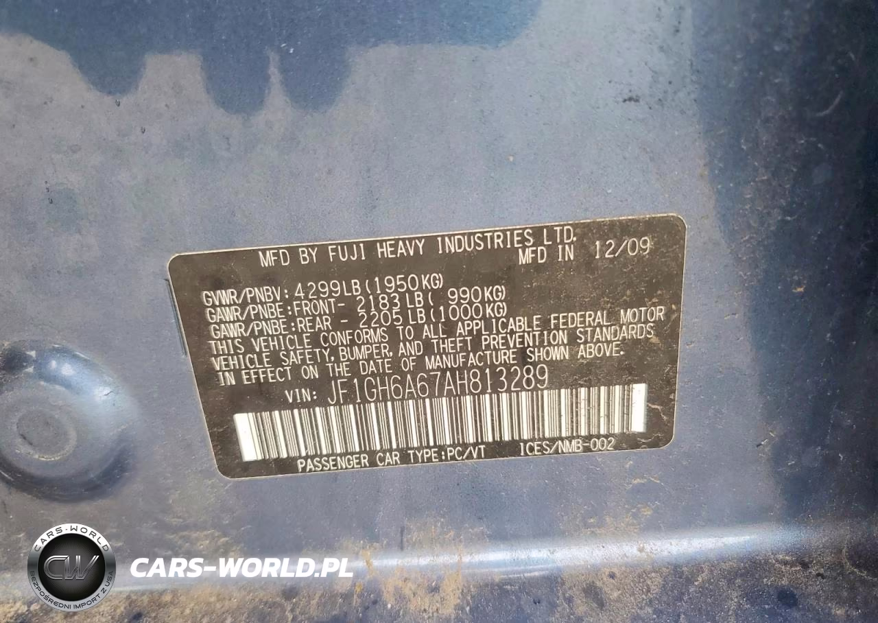 2010 Subaru Impreza 2.5I VIN:JF1GH6A67AH813289 - 12
