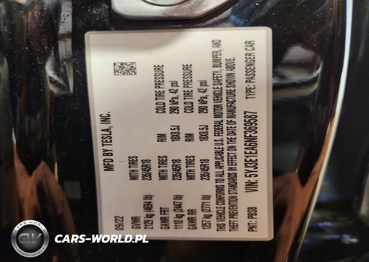 2022 Tesla Model 3 VIN:5YJ3E1EA6NF369587 - 12