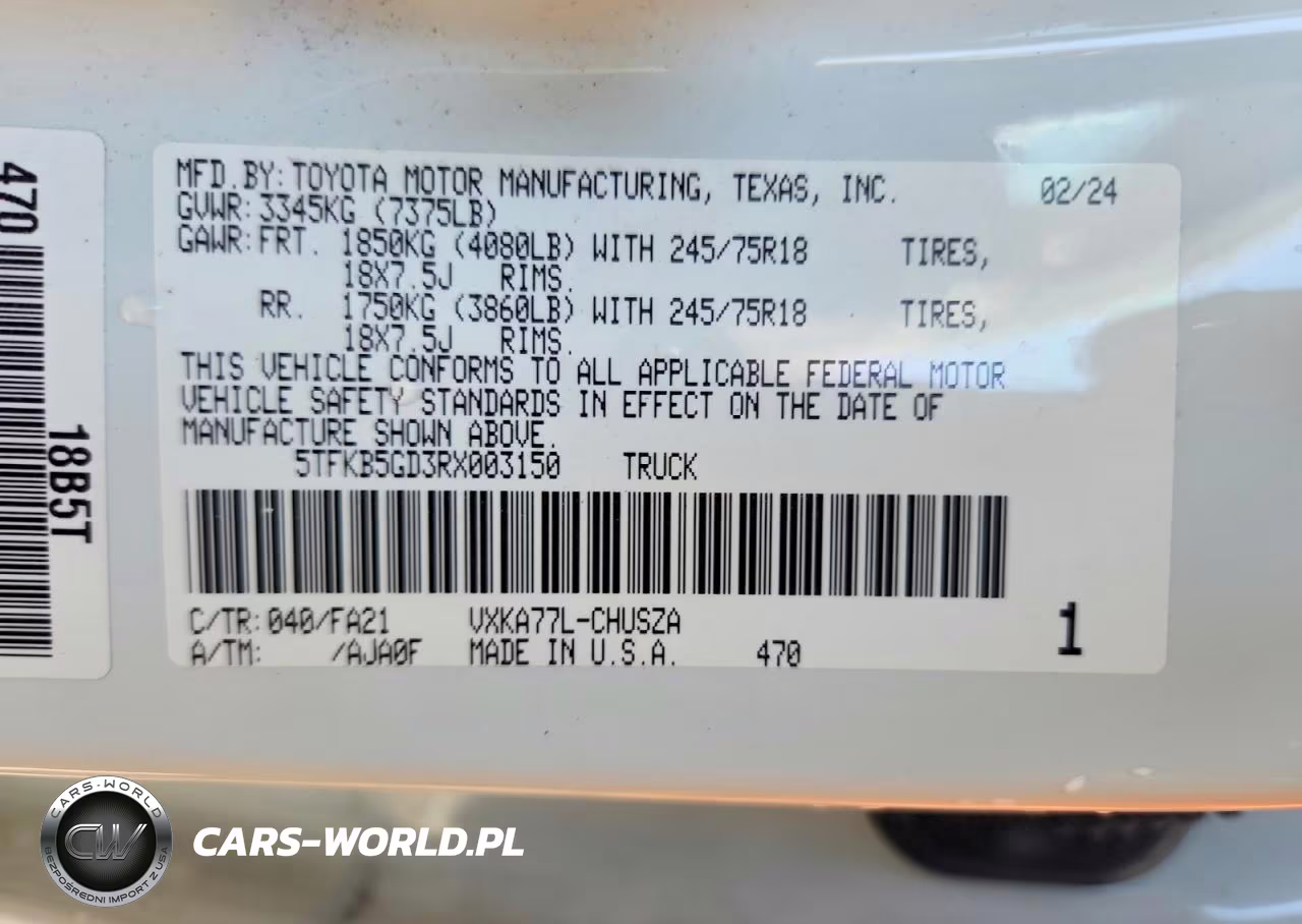2024 Toyota Tundra Sr VIN:5TFKB5GD3RX003150 - 12