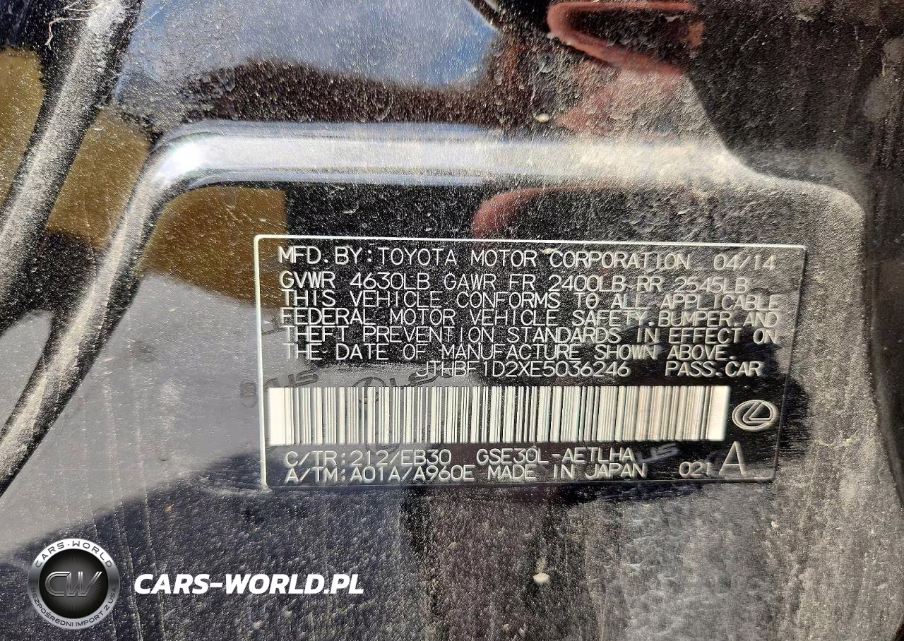 2014 Lexus Is 250 VIN:JTHBF1D2XE5036246 - 12