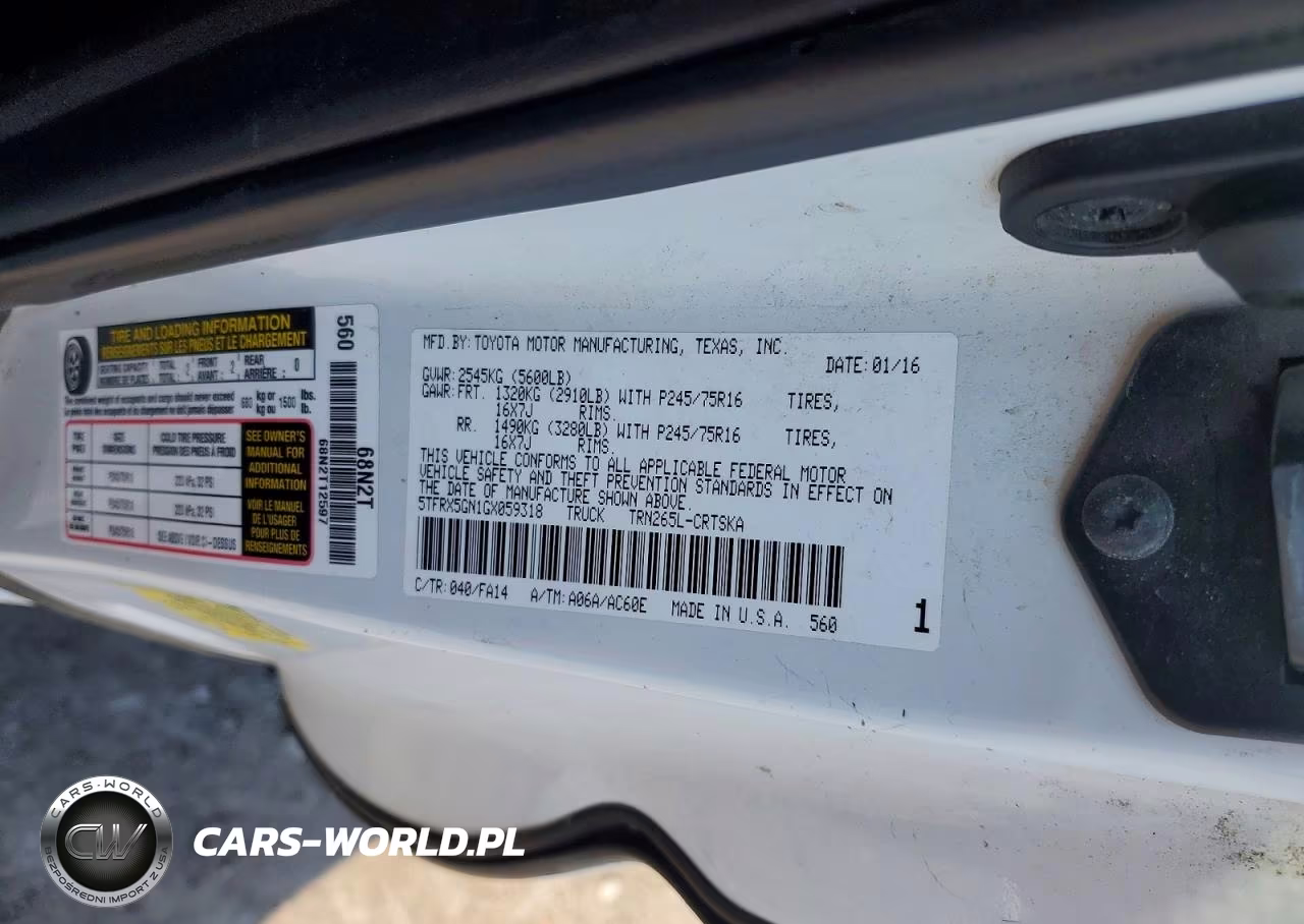 2016 Toyota Tacoma Sr VIN:5TFRX5GN1GX059318 - 12
