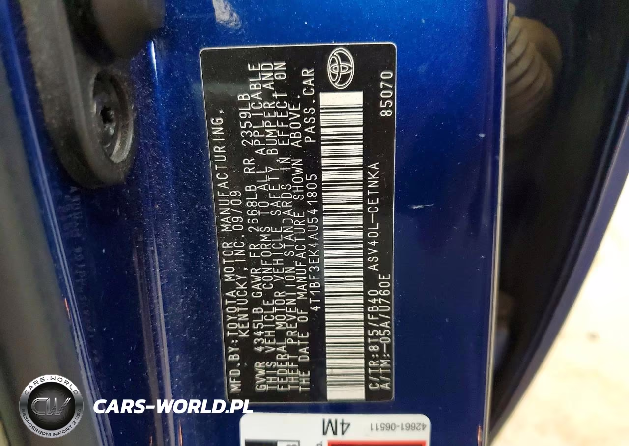 2010 Toyota Camry Le VIN:4T1BF3EK4AU541805 - 12