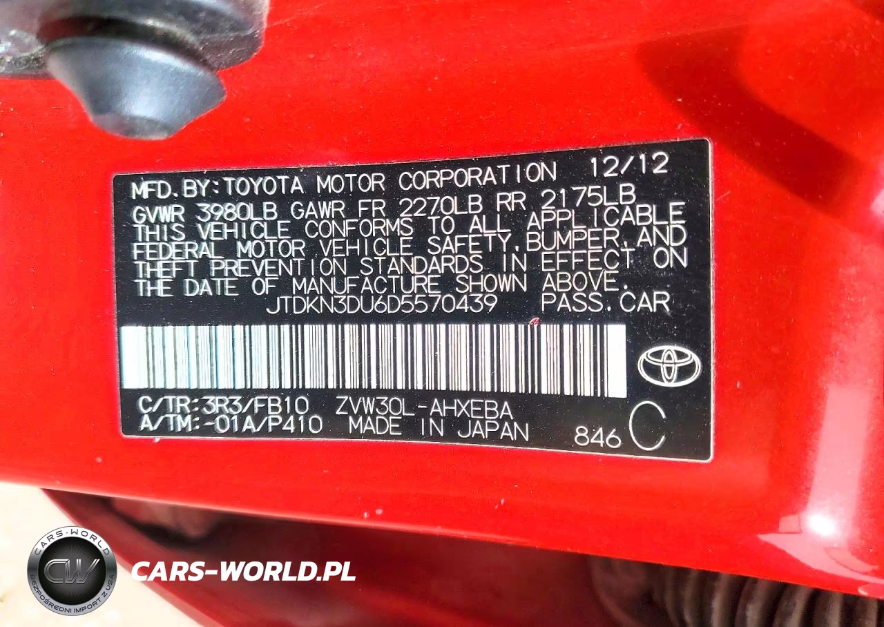 2013 Toyota Prius Two VIN:JTDKN3DU6D5570439 - 12