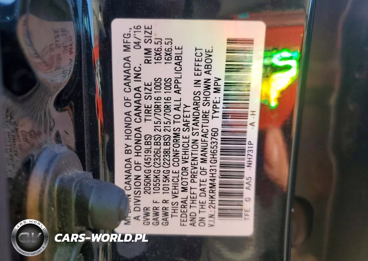 2016 Honda Cr-V Lx VIN:2HKRM4H31GH653760 - 13
