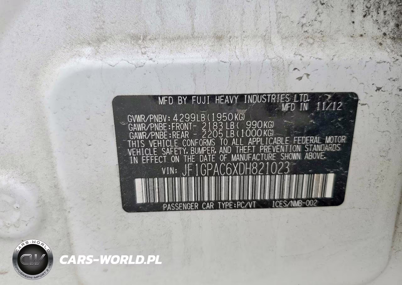 2013 Subaru Impreza Premium VIN:JF1GPAC6XDH821023 - 12