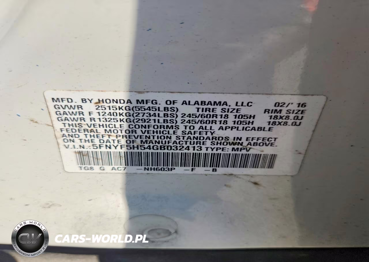 2016 Honda Pilot Exl VIN:5FNYF5H54GB032413 - 13