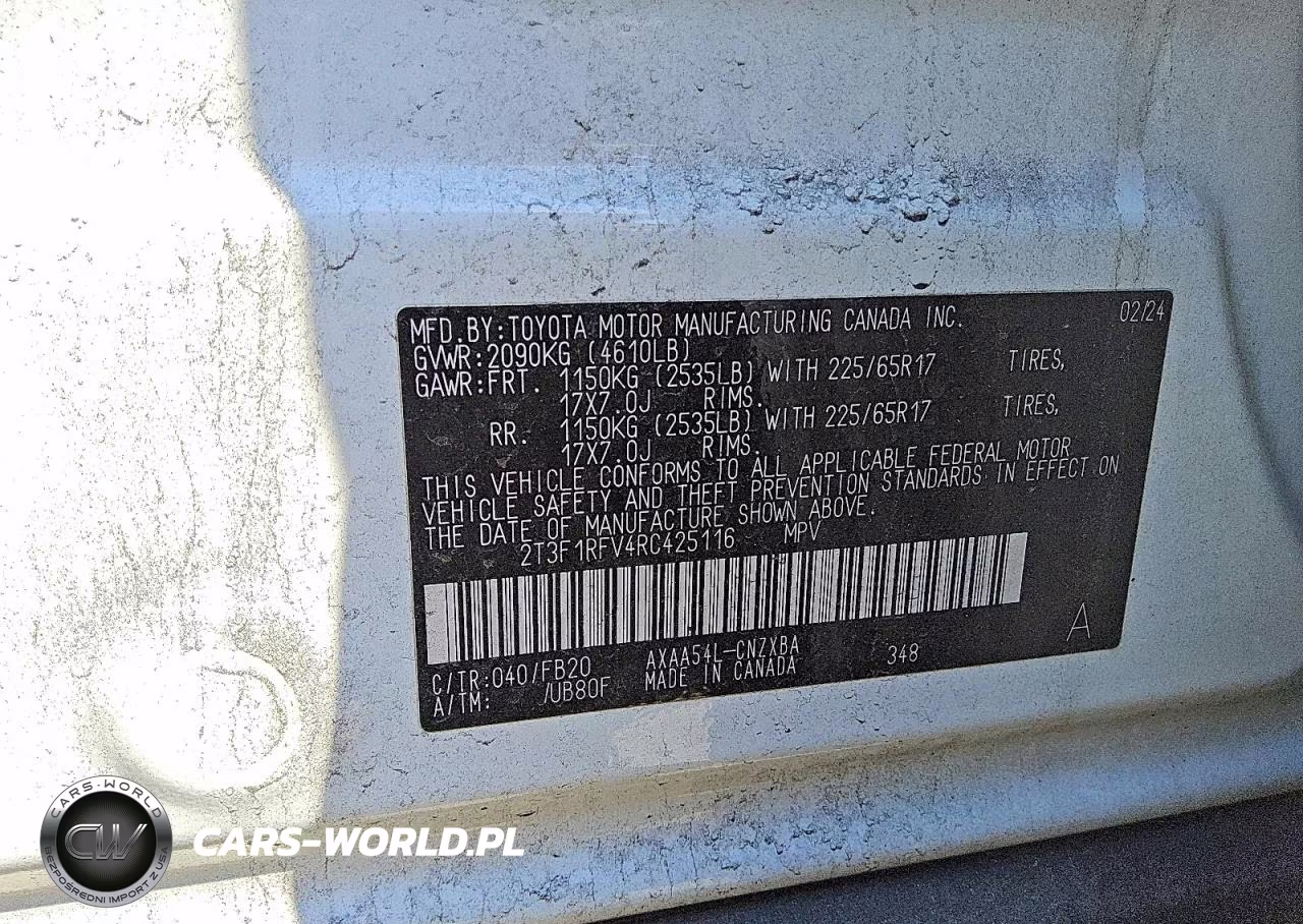 2024 Toyota Rav4 Le VIN:2T3F1RFV4RC425116 - 14
