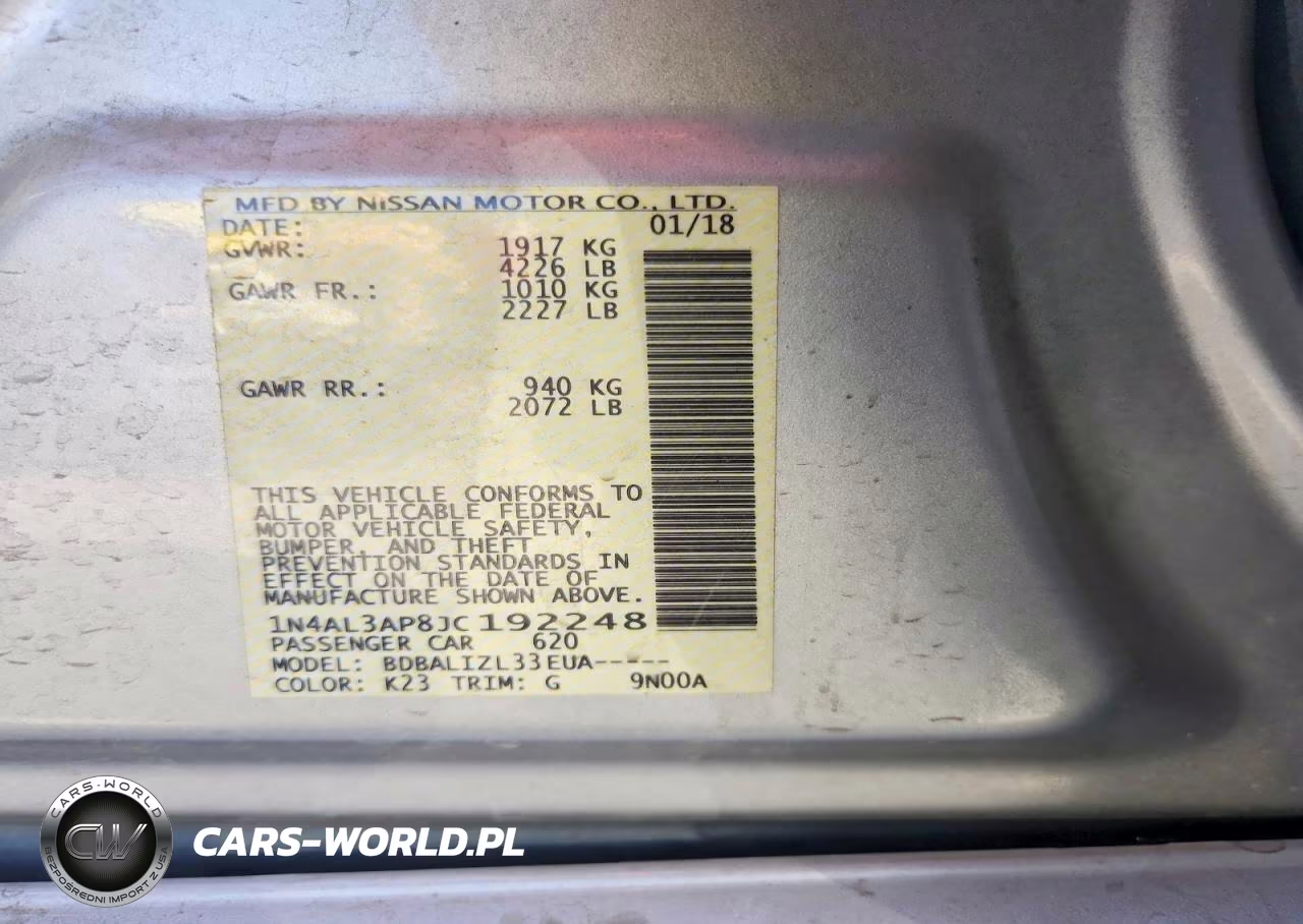 2018 Nissan Altima 2.5 Sv VIN:1N4AL3AP8JC192248 - 12