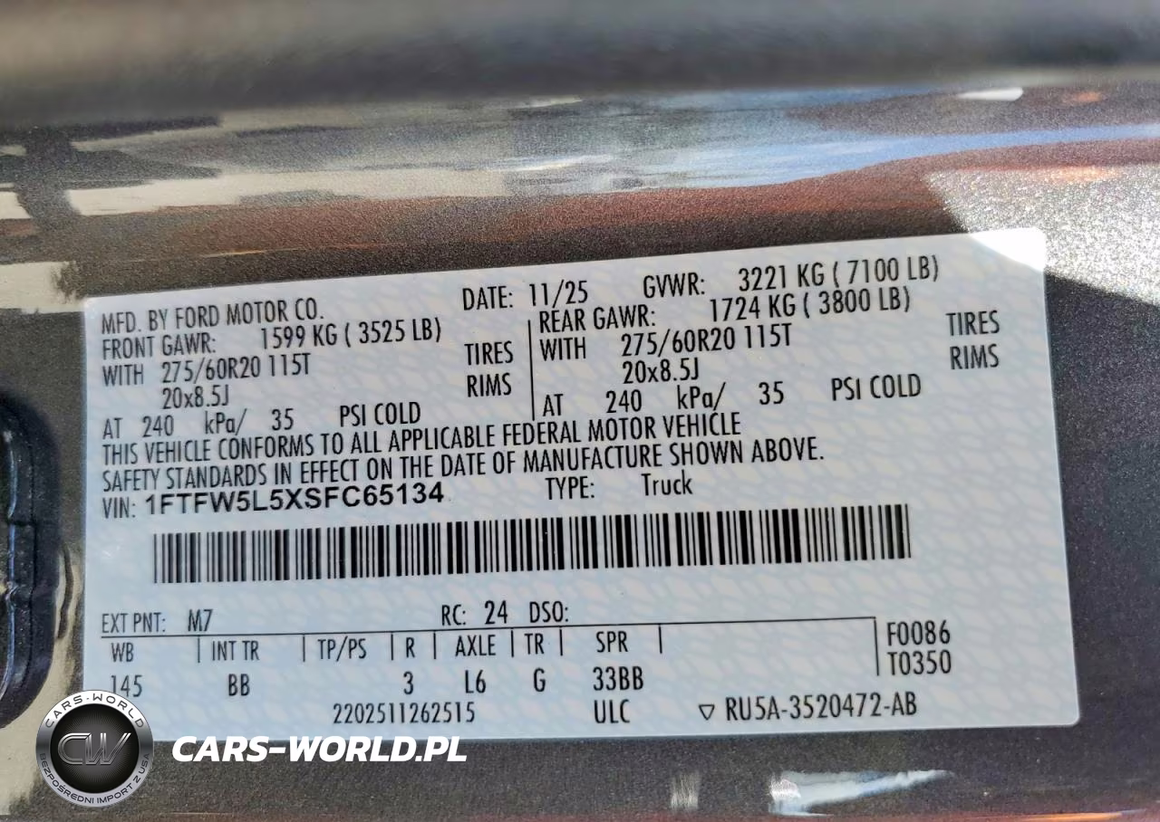 2025 Ford F150 Lariat VIN:1FTFW5L5XSFC65134 - 12