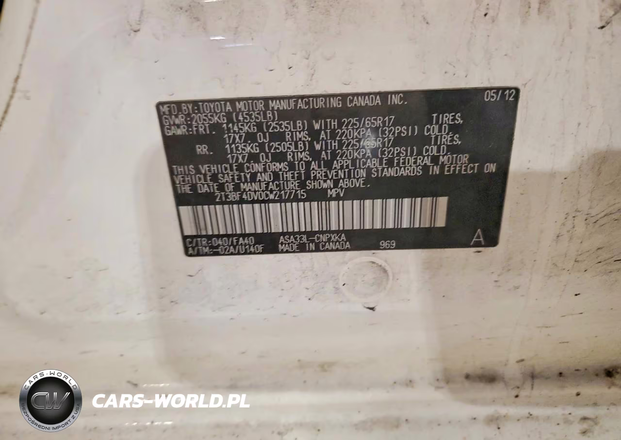 2012 Toyota Rav4 Base VIN:2T3BF4DV0CW217715 - 13