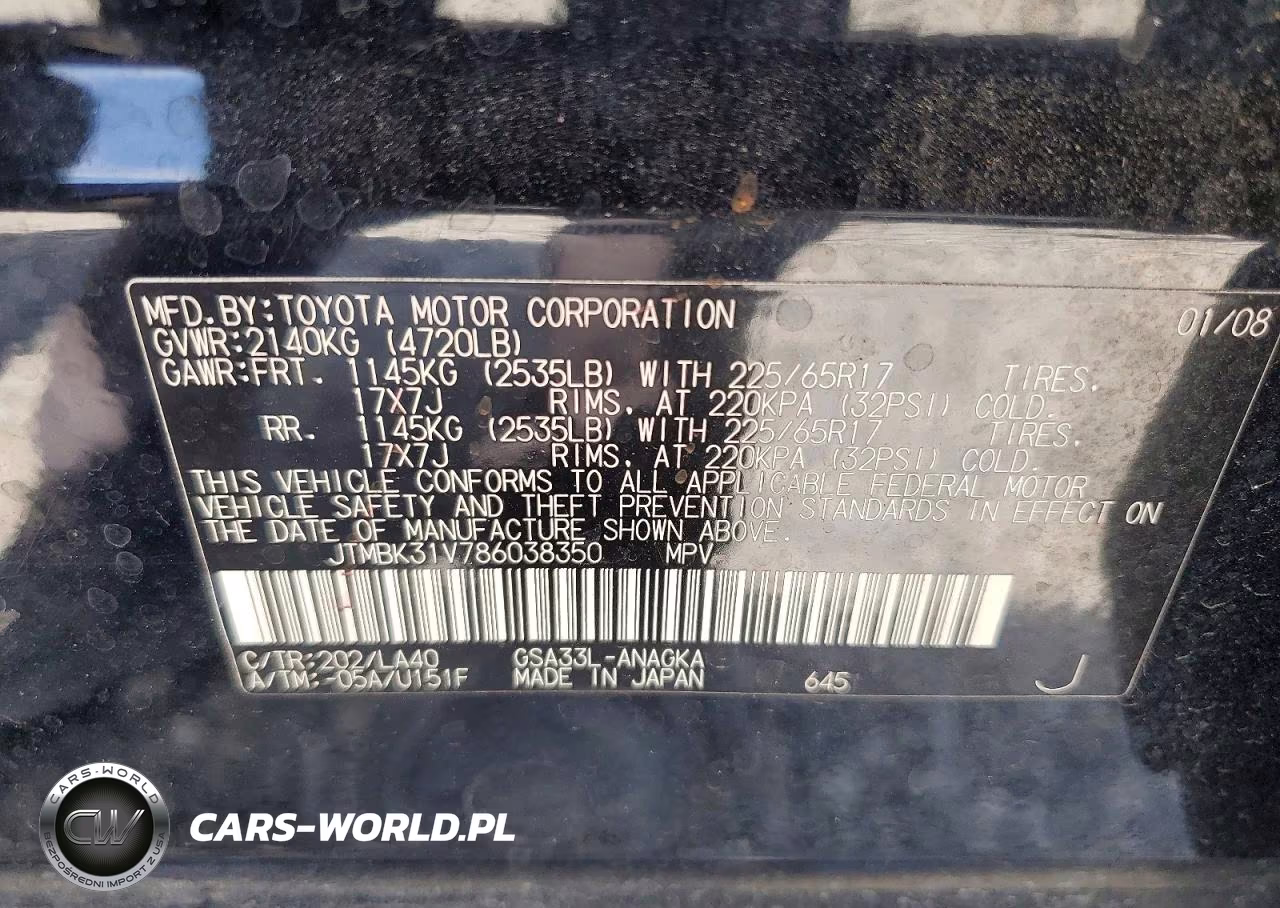 2008 Toyota Rav4 Limited VIN:JTMBK31V786038350 - 13