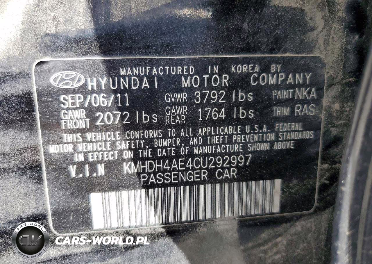 2012 Hyundai Elantra Gls VIN:KMHDH4AE4CU292997 - 12