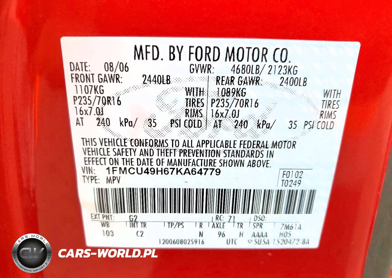 2007 Ford Escape Hev VIN:1FMCU49H67KA64779 - 13