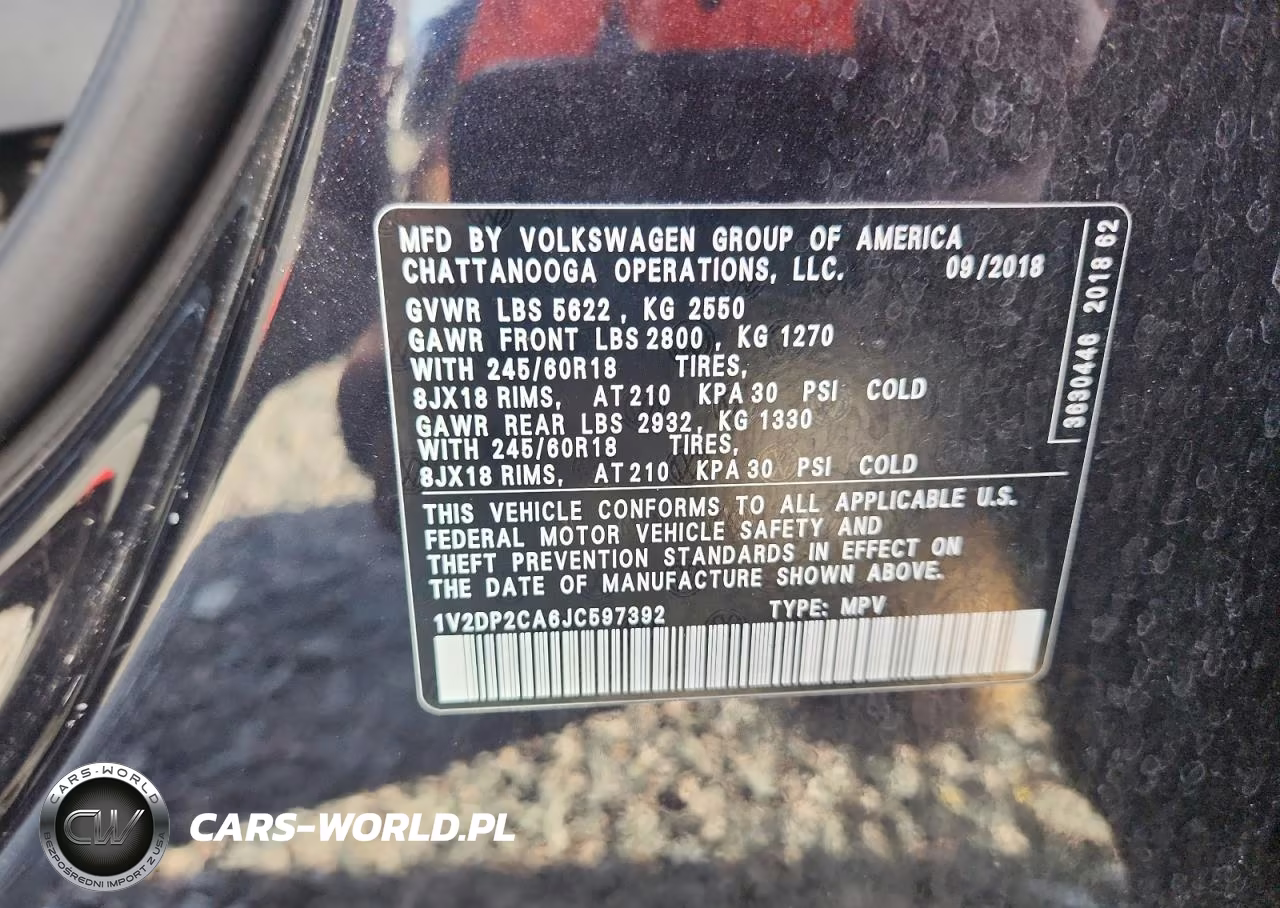 2018 Volkswagen Atlas Se VIN:1V2DP2CA6JC597392 - 14