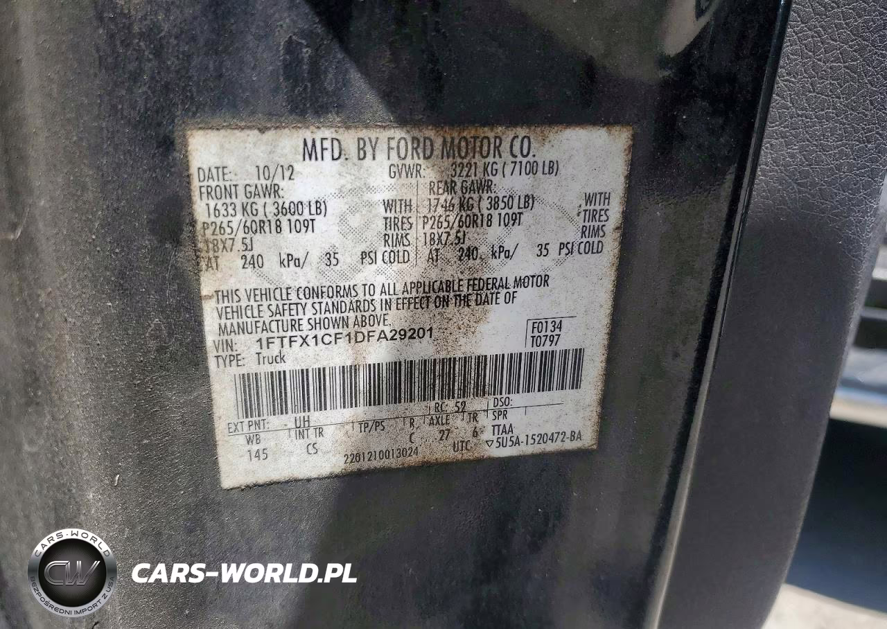 2013 Ford F150 Super Cab VIN:1FTFX1CF1DFA29201 - 12