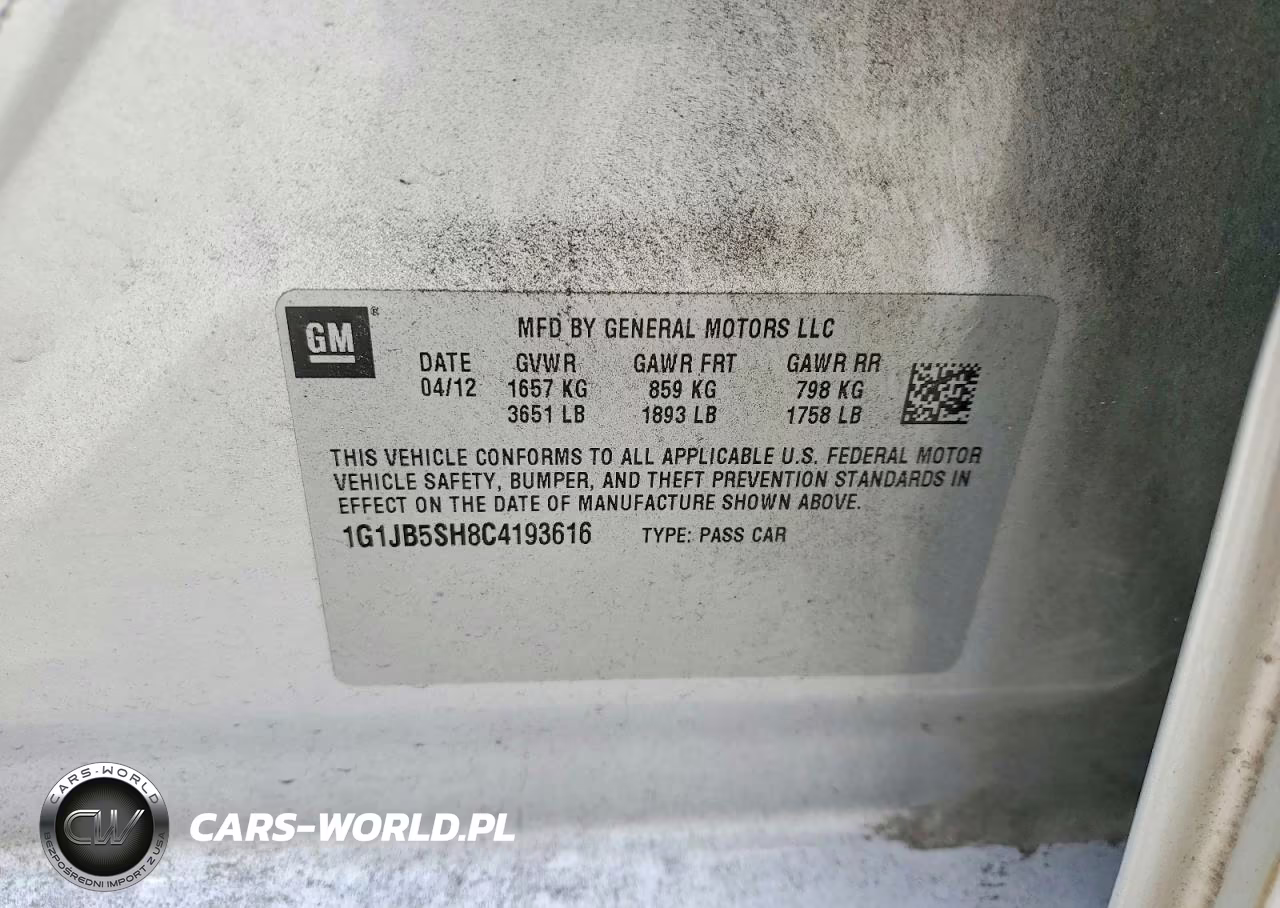 2012 Chevrolet Sonic Ls VIN:1G1JB5SH8C4193616 - 12
