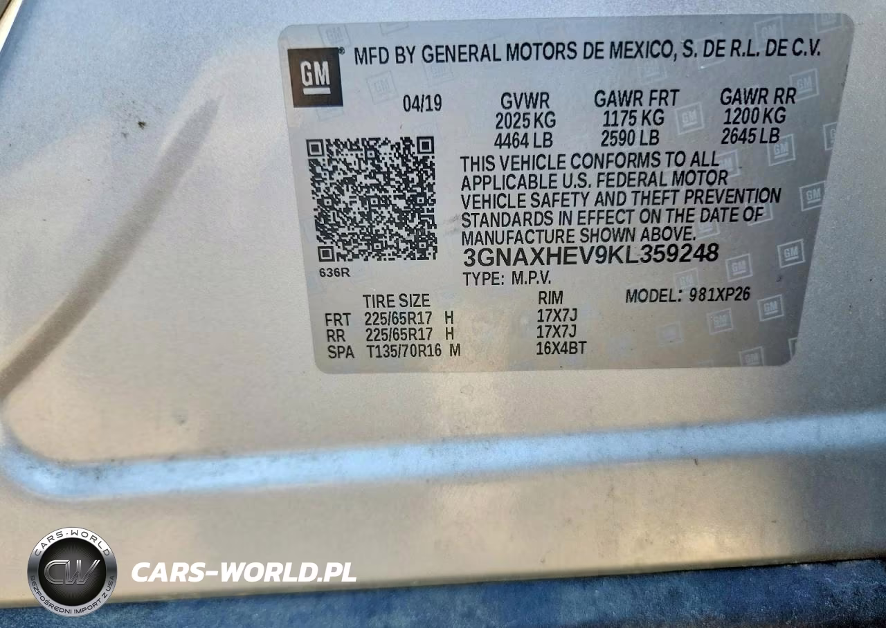 2019 Chevrolet Equinox Ls VIN:3GNAXHEV9KL359248 - 14