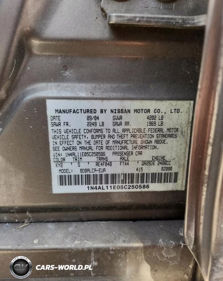 2005 Nissan Altima 2.5 VIN:1N4AL11E05C250586 - 12