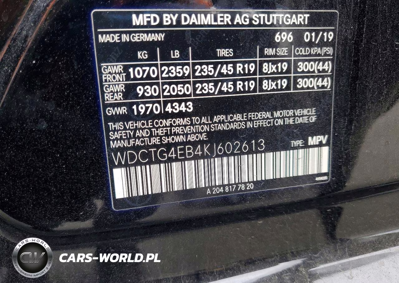 2019 Mercedes-Benz Gla 250 VIN:WDCTG4EB4KJ602613 - 13