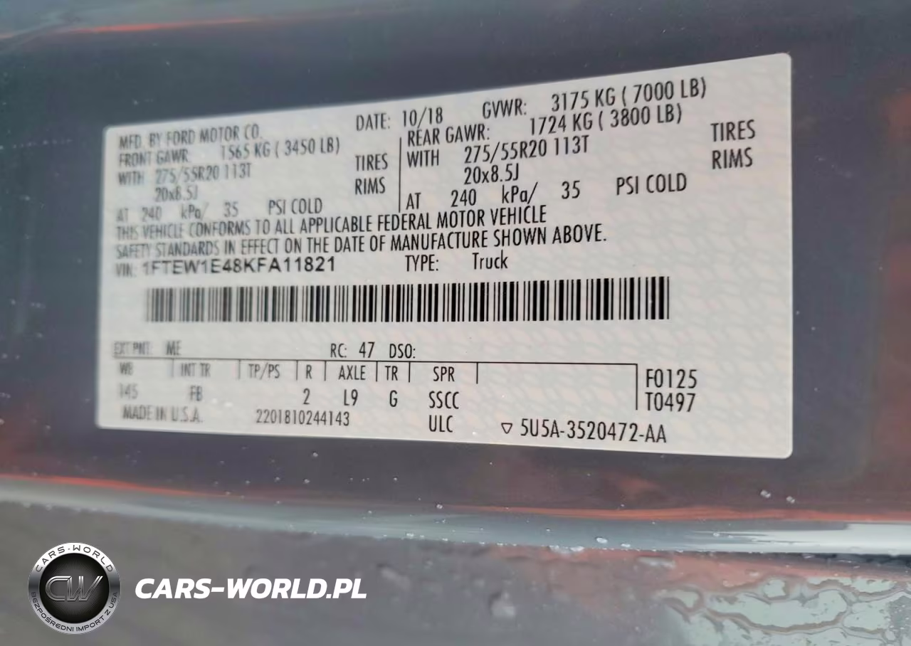 2019 Ford F150 VIN:1FTEW1E48KFA11821 - 12