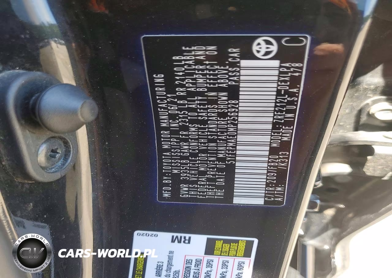 2021 Toyota Corolla Le VIN:5YFEPMAE0MP256928 - 12