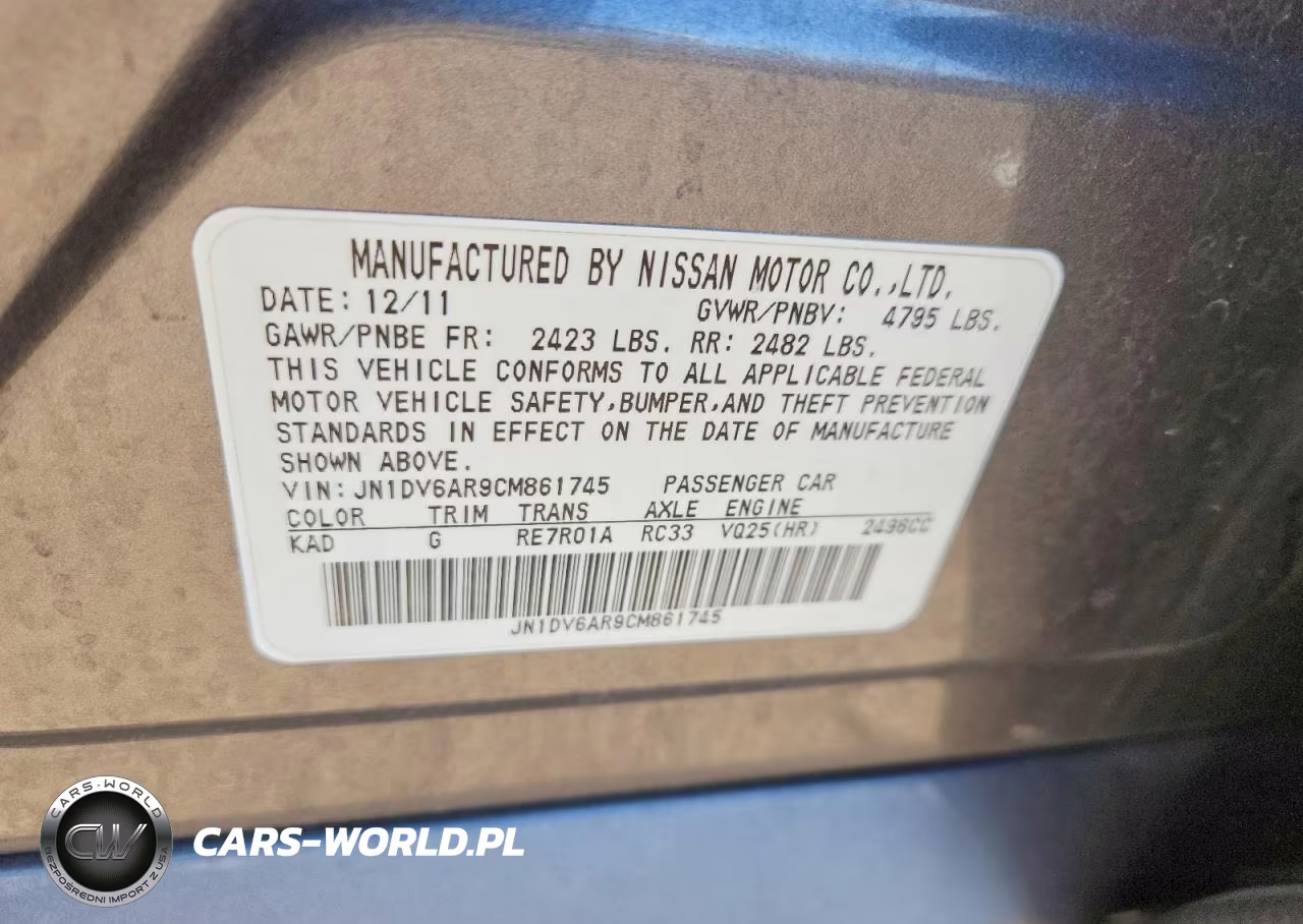 2012 Infiniti G25 Sedan X VIN:JN1DV6AR9CM861745 - 12