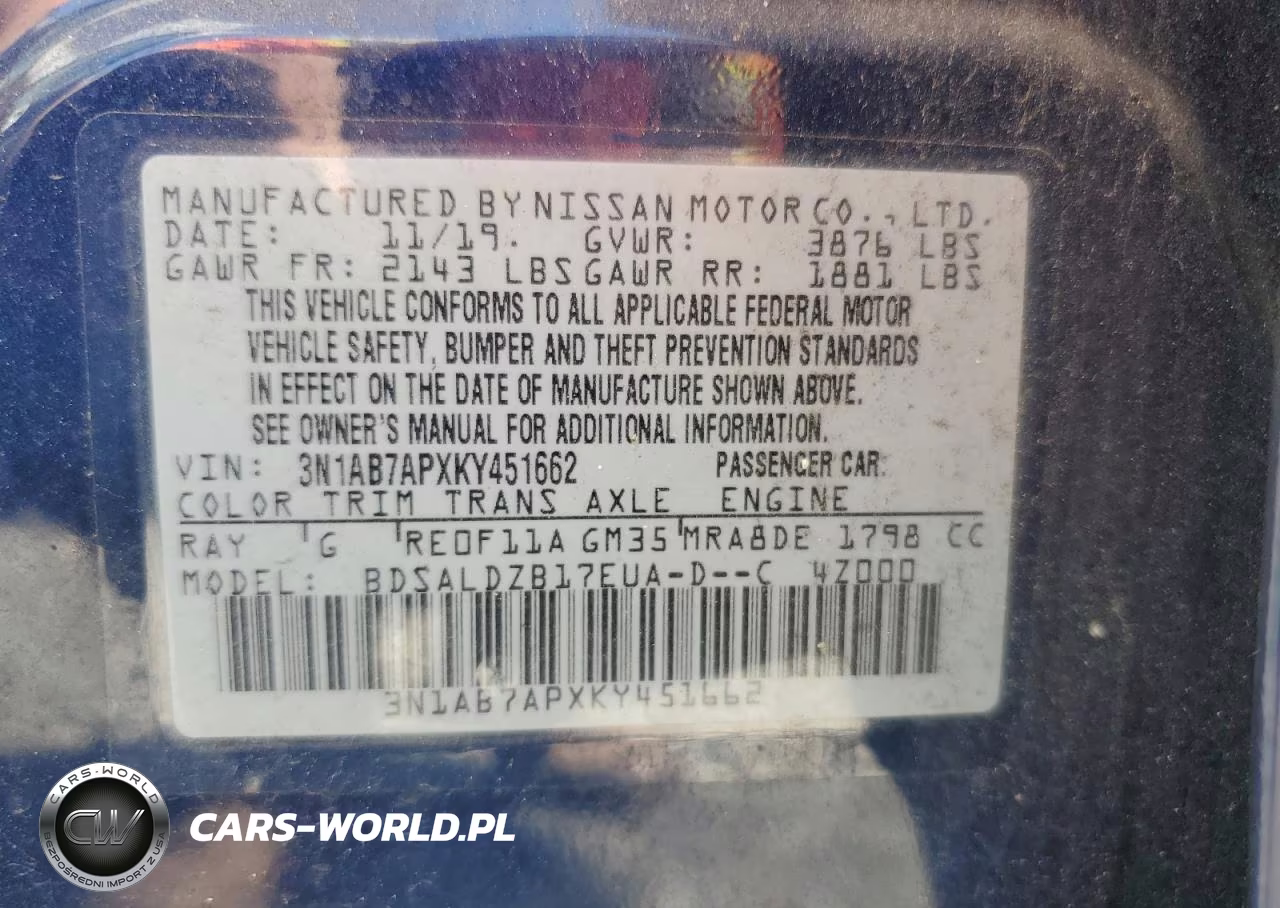 2019 Nissan Sentra Sv VIN:3N1AB7APXKY451662 - 12