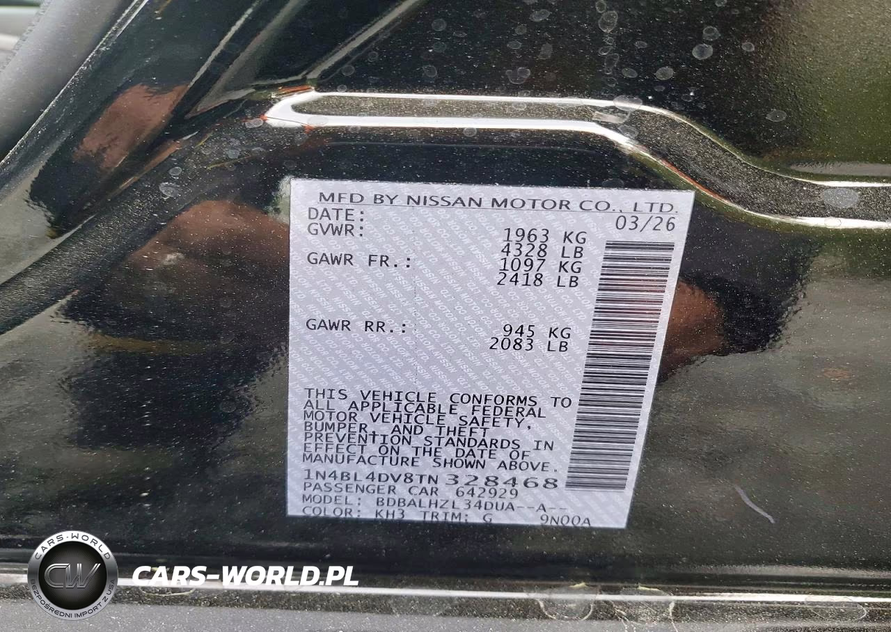 2026 Nissan Altima Sv VIN:1N4BL4DV8TN328468 - 13