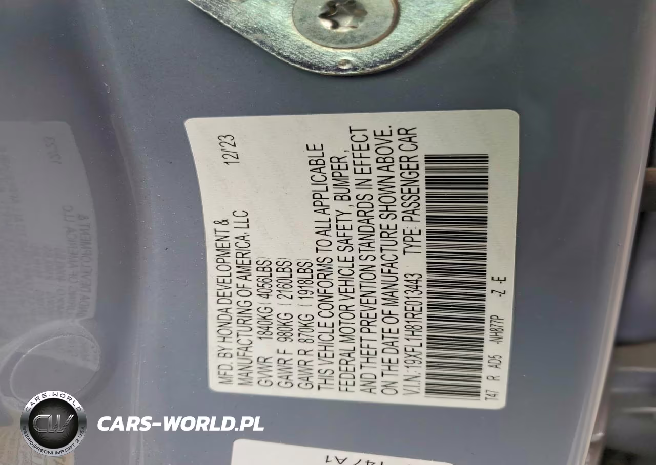 2024 Honda Civic Sport Touring VIN:19XFL1H81RE013443 - 12