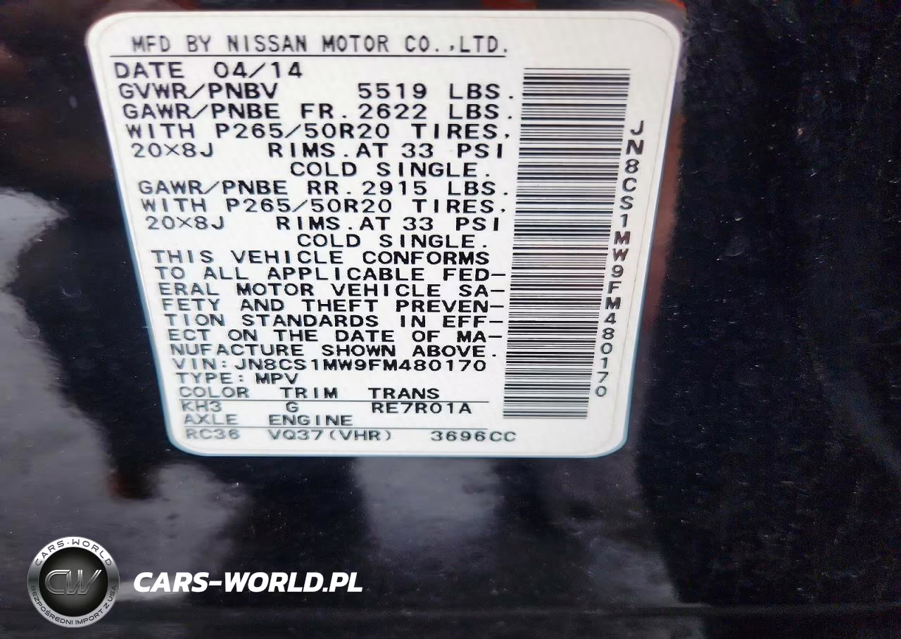 2015 Infiniti Qx70 Base VIN:JN8CS1MW9FM480170 - 13