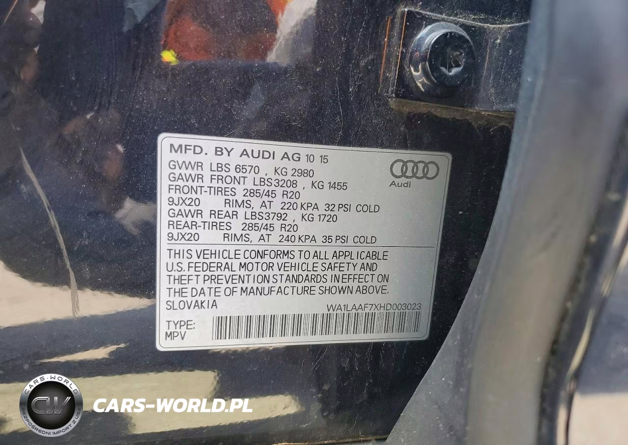 2017 Audi Q7 Premium Plus VIN:WA1LAAF7XHD003023 - 13