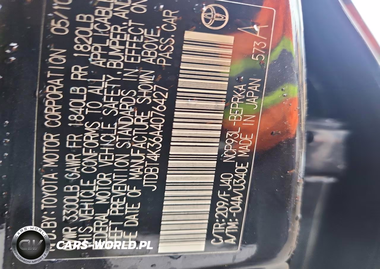 2010 Toyota Yaris Base VIN:JTDBT4K36A4076427 - 12