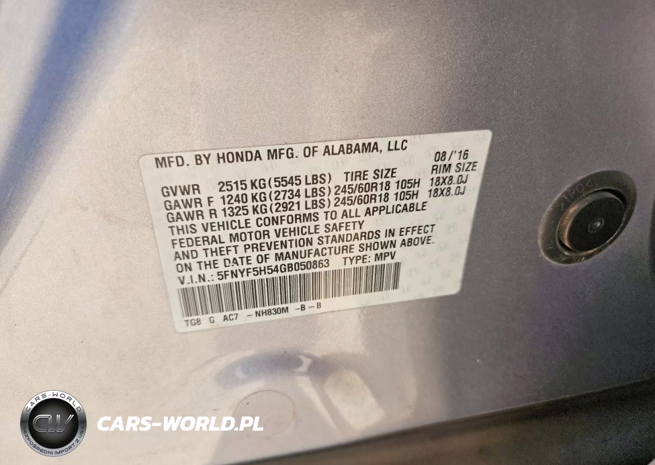 2016 Honda Pilot Exl VIN:5FNYF5H54GB050863 - 13