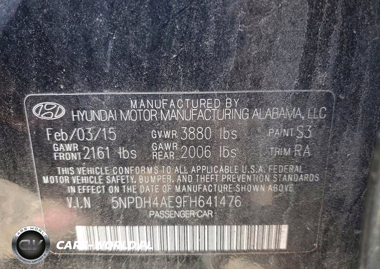 2015 Hyundai Elantra Se VIN:5NPDH4AE9FH641476 - 12