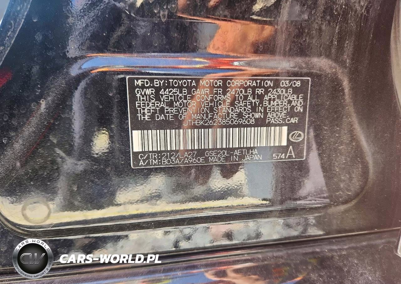 2008 Lexus Is 250 VIN:JTHBK262385069608 - 12