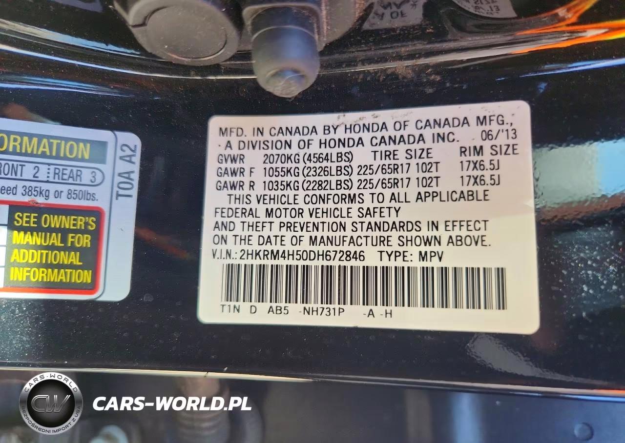 2013 Honda Cr-V Ex VIN:2HKRM4H50DH672846 - 14