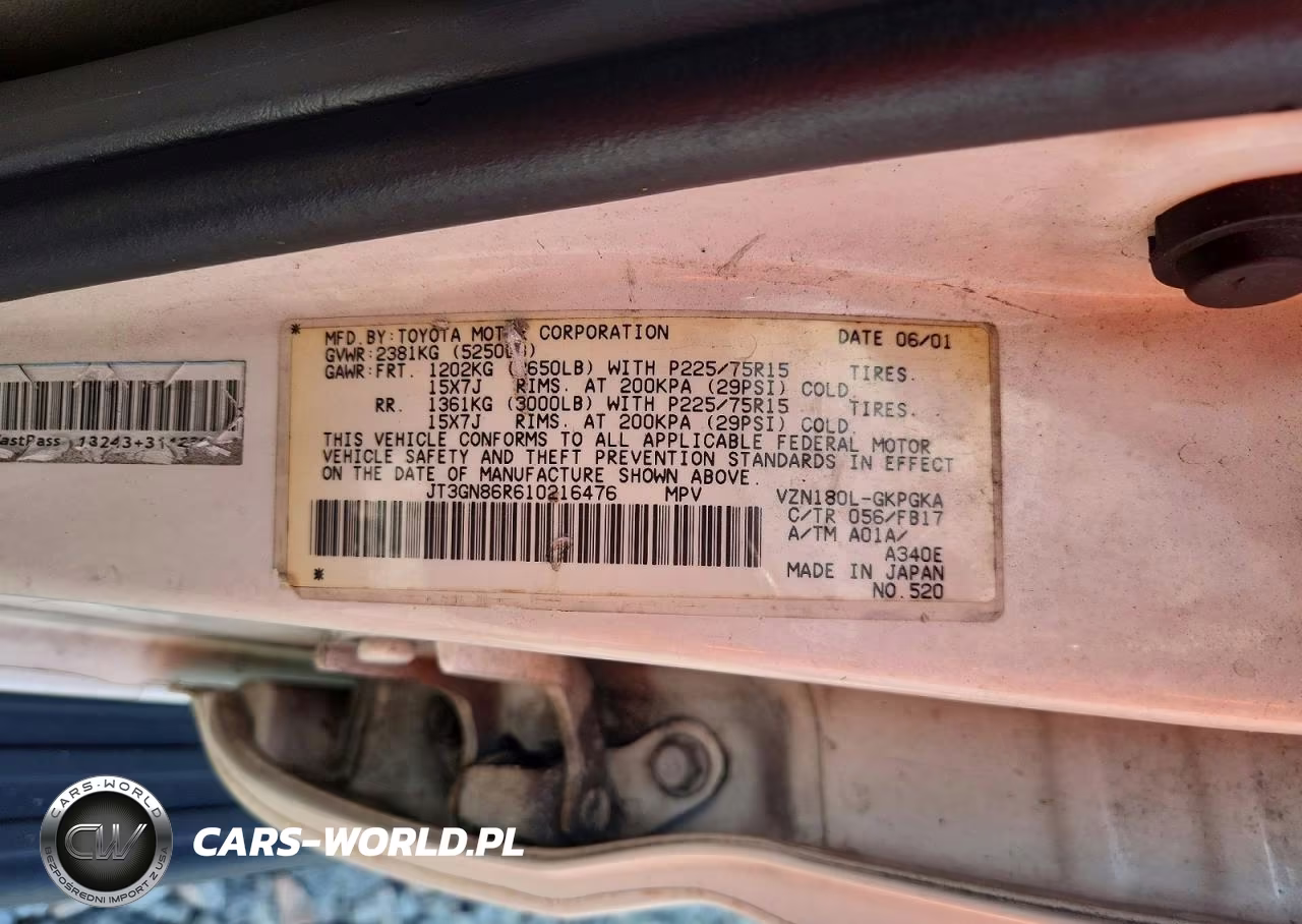 2001 Toyota 4Runner Sr5 VIN:JT3GN86R610216476 - 12