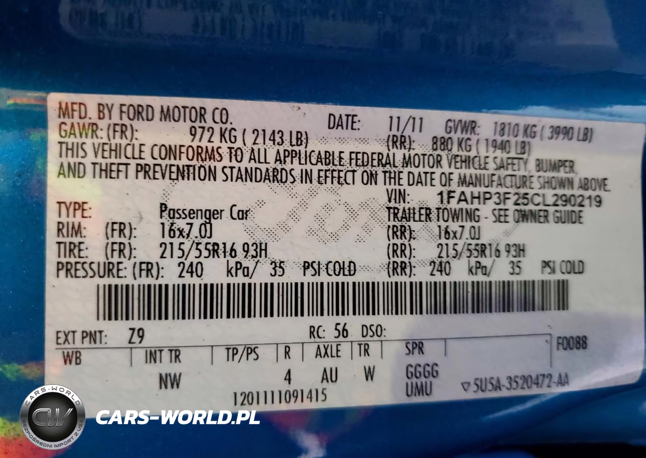 2012 Ford Focus Se VIN:1FAHP3F25CL290219 - 12