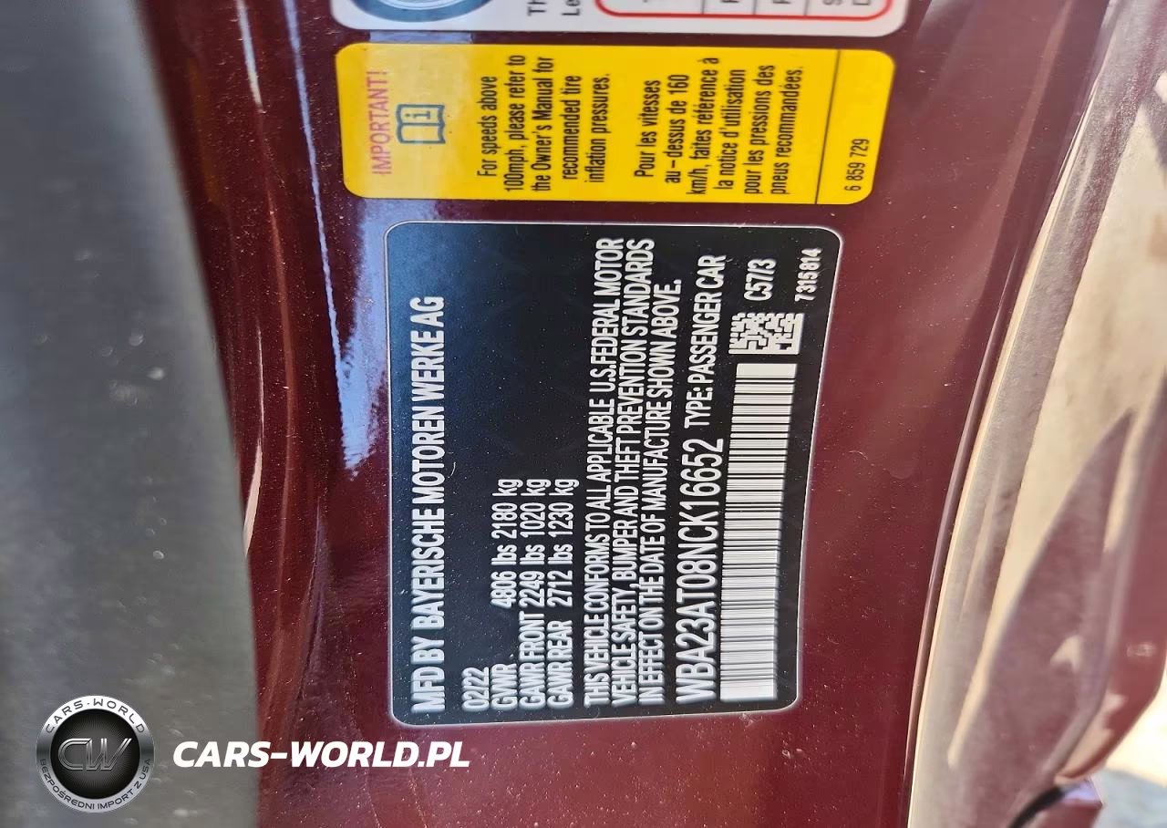 2022 BMW 430I VIN:WBA23AT08NCK16652 - 12