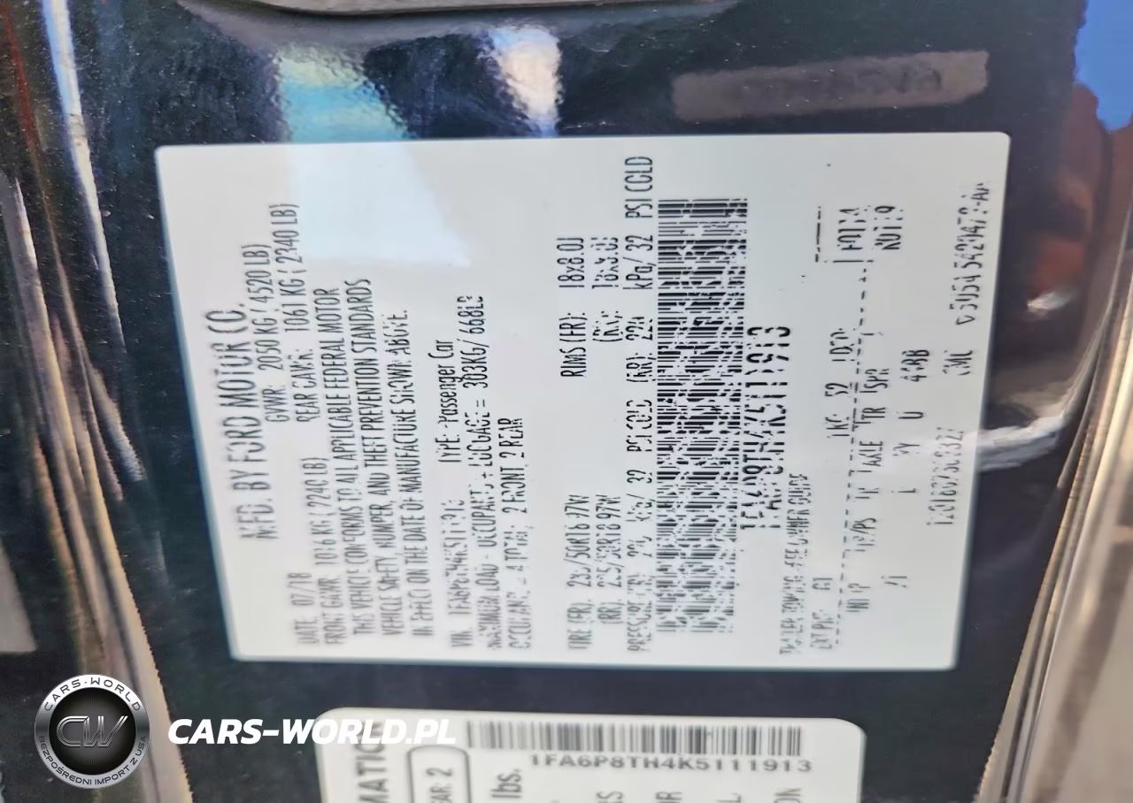2019 Ford Mustang VIN:1FA6P8TH4K5111913 - 13