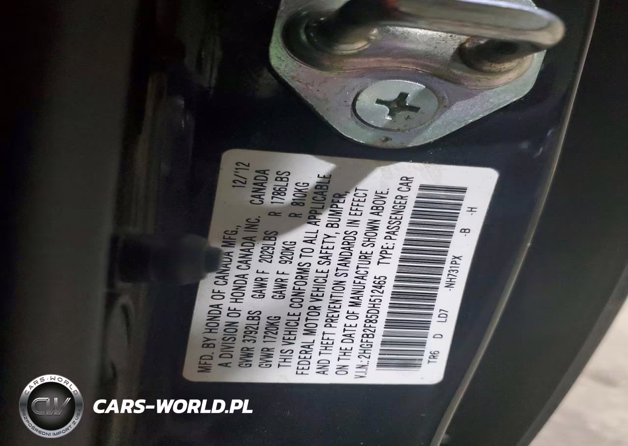 2013 Honda Civic Ex VIN:2HGFB2F85DH512465 - 12