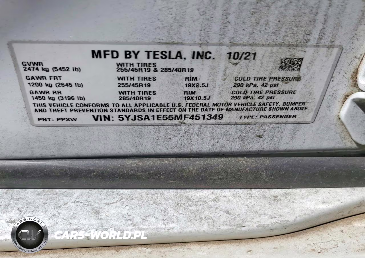 2021 Tesla Model S VIN:5YJSA1E55MF451349 - 12