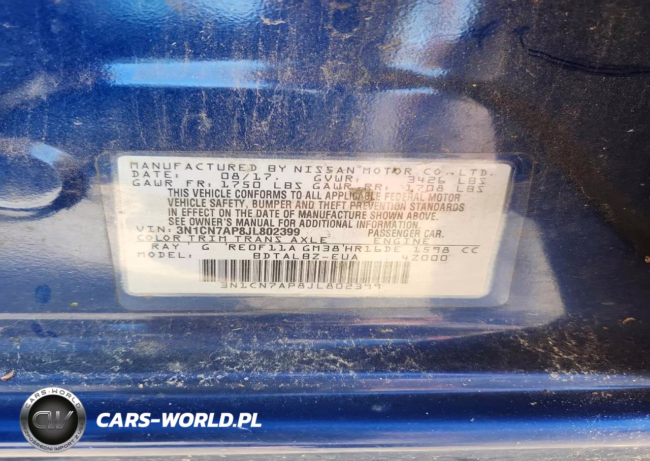 2018 Nissan Versa Sv VIN:3N1CN7AP8JL802399 - 12