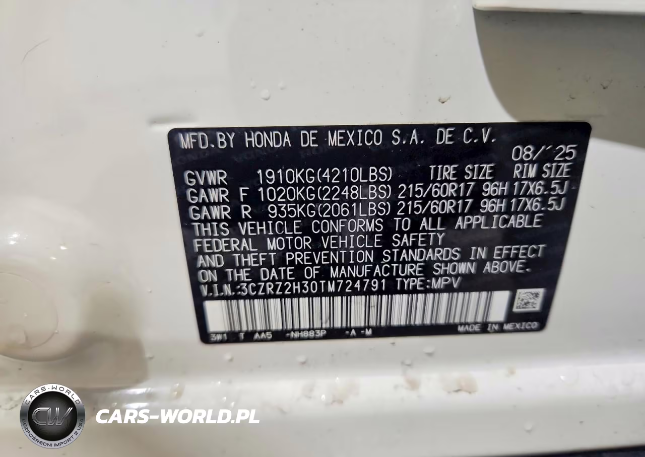2026 Honda Hr-V Lx VIN:3CZRZ2H30TM724791 - 13