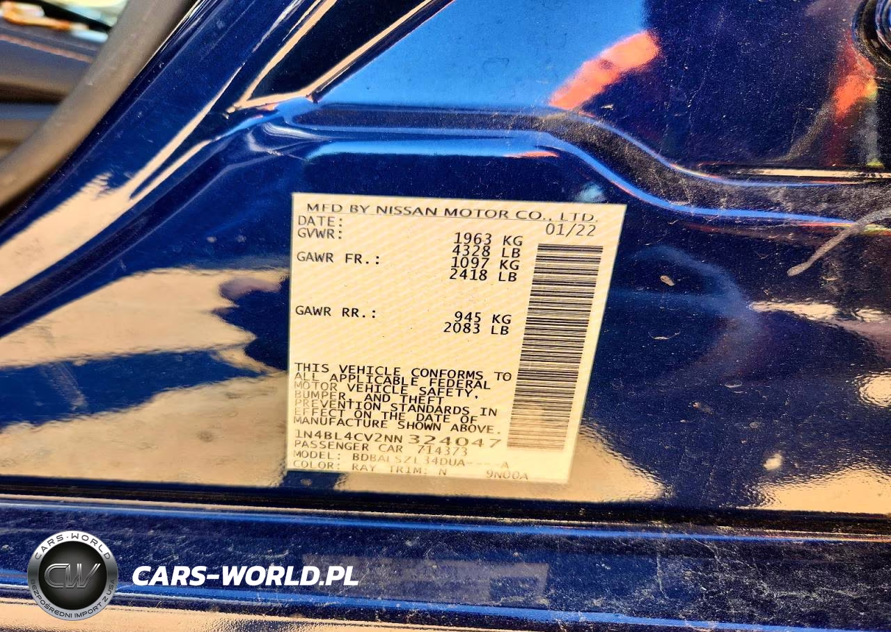 2022 Nissan Altima Sr VIN:1N4BL4CV2NN324047 - 12