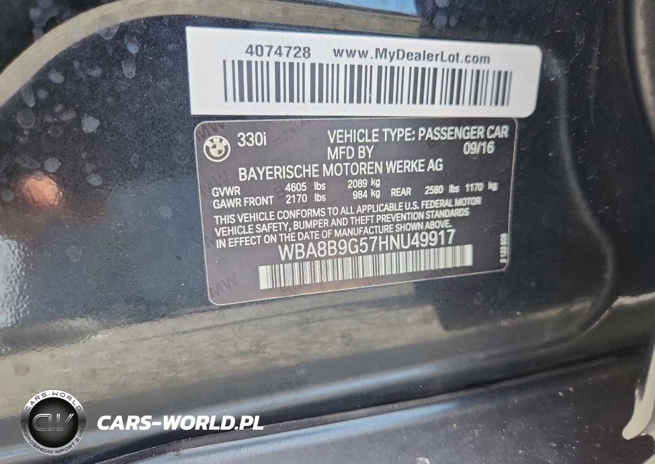 2017 BMW 330 I VIN:WBA8B9G57HNU49917 - 12